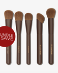 A set of five makeup brushes with brown wooden handles and brown bristles, labeled B1 to B5, with a 'BUNDLE & SAVE' tag in the top left corner.