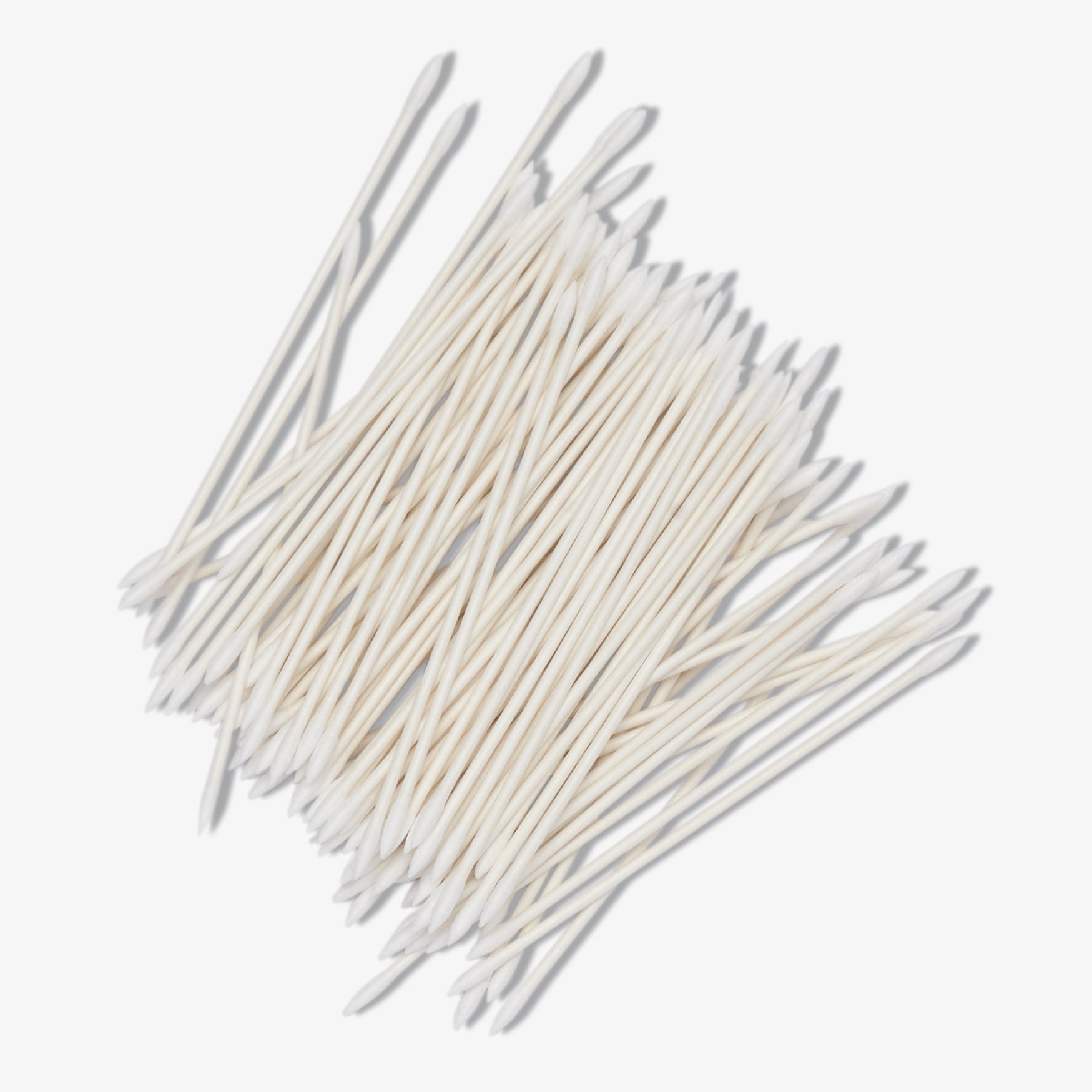 100 precision pointed cotton tips on a white background